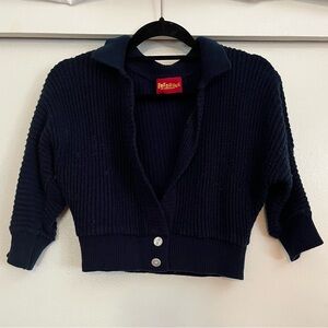 Freddie’s of pine wood navy 2 button batwing cardigan.